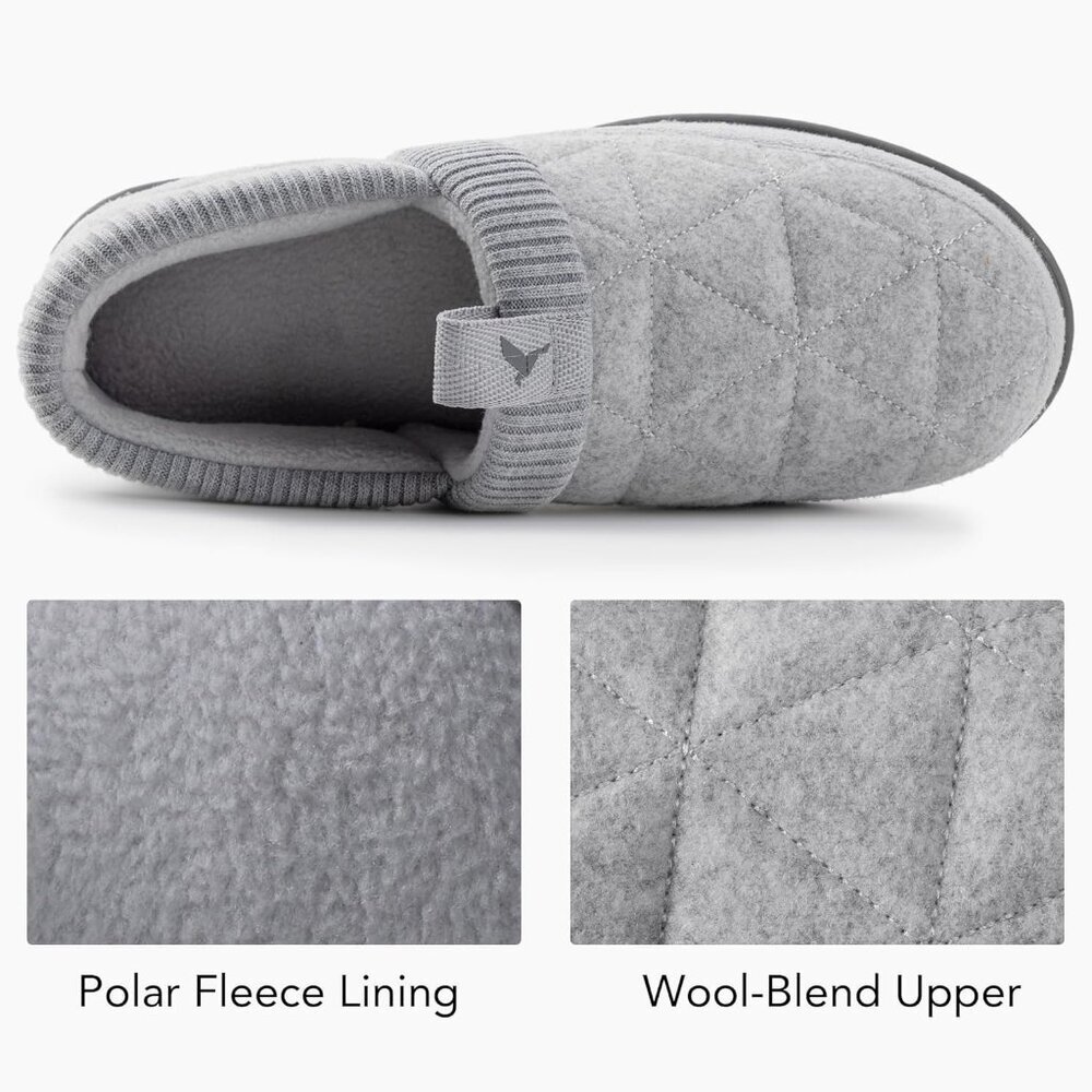 Women's Closed Back Knit Cuff Warm Gray Lining Memory Foam Sole Slippers Boot - Picture 3 of 6